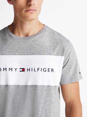 t-shirt lounge original color block grigio da uomini tommy hilfiger