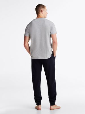 grey th original colour-blocked lounge t-shirt for men tommy hilfiger