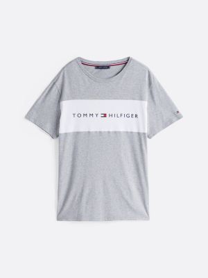 t-shirt lounge original color block grigio da uomini tommy hilfiger