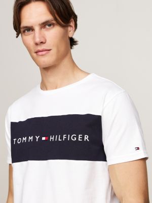 t-shirt lounge original color block bianco da uomini tommy hilfiger