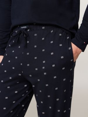 braun hilfiger monotype jersey-pyjamaset mit print für herren - tommy hilfiger