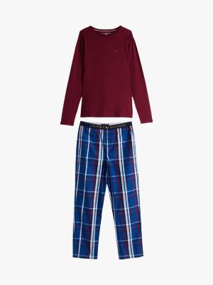 coffret cadeau pyjama original manches longues marron pour hommes tommy hilfiger