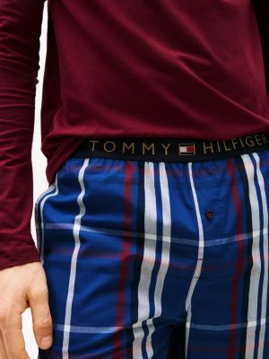 coffret cadeau pyjama original manches longues marron pour hommes tommy hilfiger