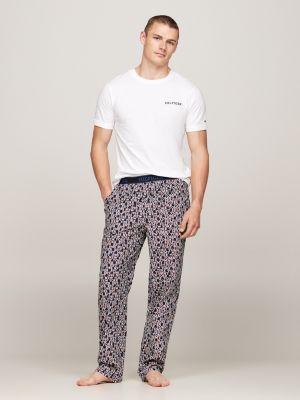 pantalón de pijama estampado con monotipo marrón de hombres tommy hilfiger