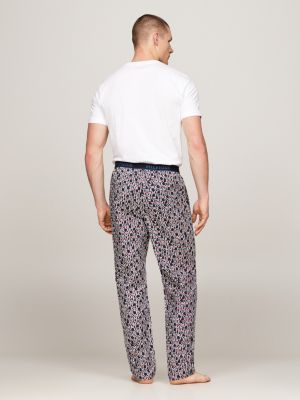 pantalón de pijama estampado con monotipo marrón de hombres tommy hilfiger