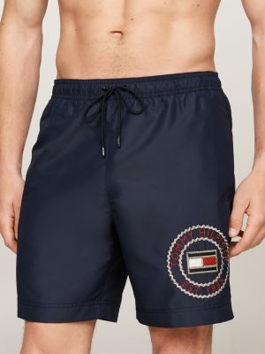 costume shorts lungo con lacci e logo blue da uomini tommy hilfiger