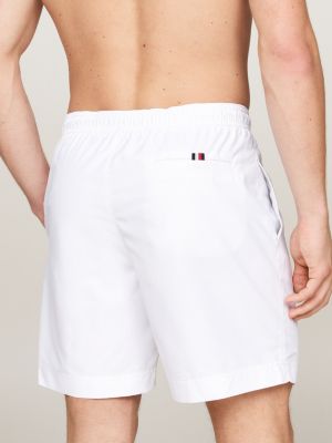 white hilfiger logo drawstring long length swim shorts for men tommy hilfiger