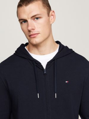 blue zip-thru lounge hoody for men tommy hilfiger