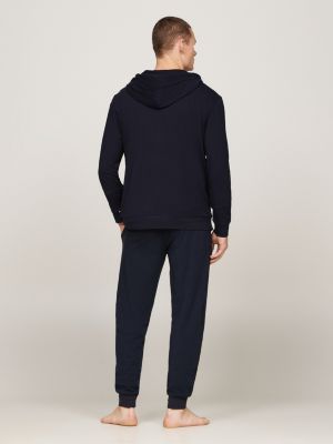 blue zip-thru lounge hoody for men tommy hilfiger