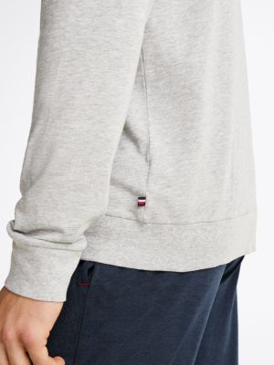 sweat à capuche d'intérieur zippé gris pour hommes tommy hilfiger