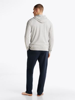 sweat à capuche d'intérieur zippé gris pour hommes tommy hilfiger