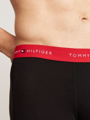 3 pack boxer aderenti con logo ripetuto rosso da uomini tommy hilfiger