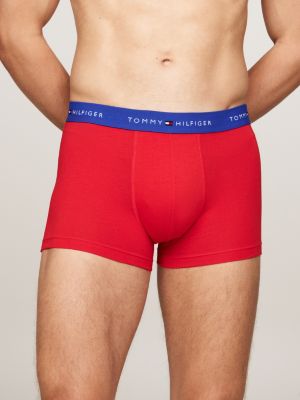 red 3-pack repeat logo waistband trunks for men tommy hilfiger