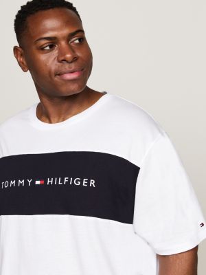 white plus th original colour-blocked lounge t-shirt for men tommy hilfiger