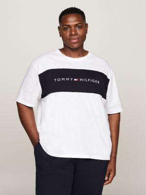 t-shirt lounge original plus con logo white da uomini tommy hilfiger