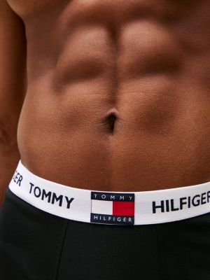 czarny obcisłe bokserki th heritage z logo dla mężczyźni - tommy hilfiger