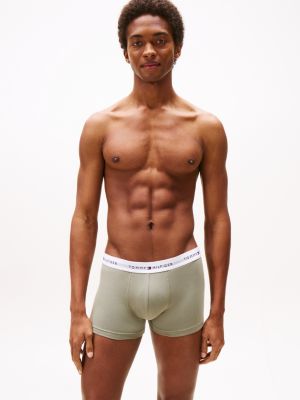 black 3-pack microfibre logo waistband trunks for men tommy hilfiger