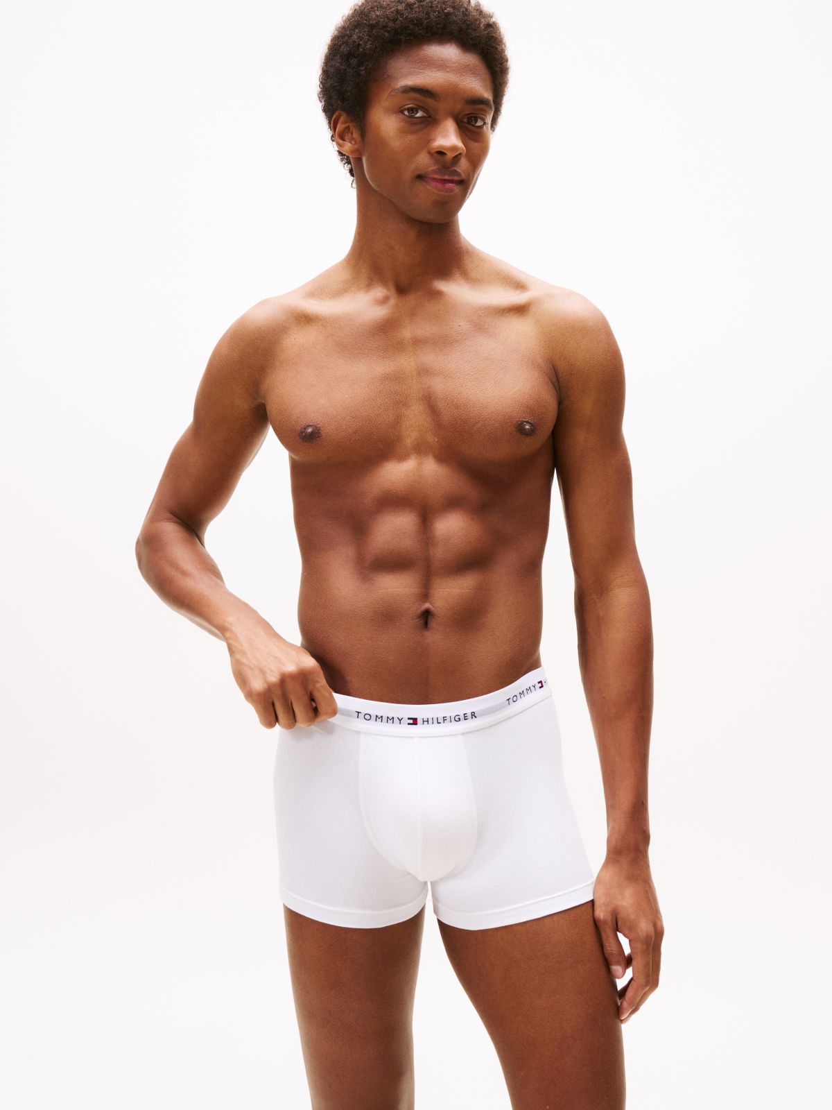 3-Pack Microfibre Logo Waistband Trunks — Black