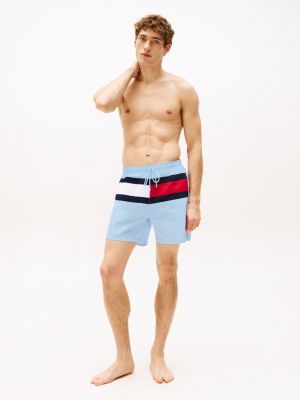 multi hilfiger flag mid length swim shorts for men tommy hilfiger