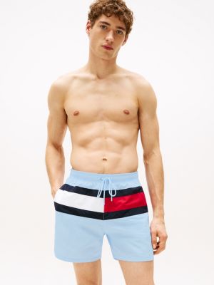 multi hilfiger flag mid length swim shorts for men tommy hilfiger