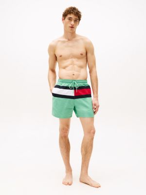 multi hilfiger flag mid length swim shorts for men tommy hilfiger