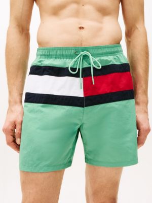 multi hilfiger flag mid length swim shorts for men tommy hilfiger