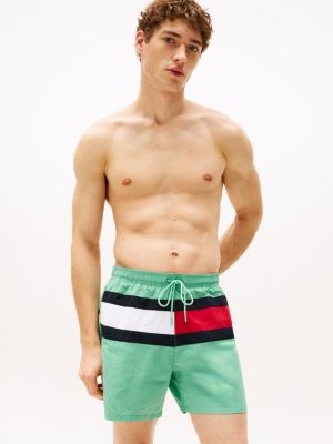 multi hilfiger flag mid length swim shorts for men tommy hilfiger