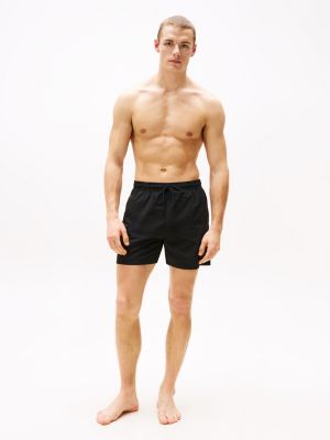 black essential mid length swim shorts for men tommy hilfiger