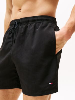 black essential mid length swim shorts for men tommy hilfiger