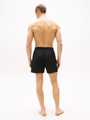 black essential mid length swim shorts for men tommy hilfiger