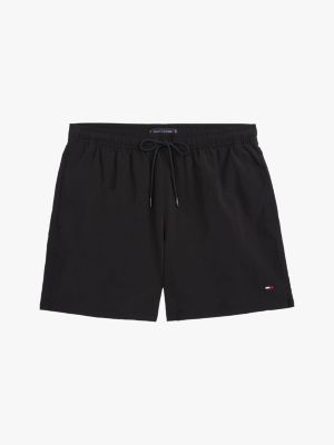 black essential mid length swim shorts for men tommy hilfiger