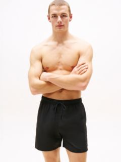 Flag Embroidery Mid Length Swim Shorts — Black 1