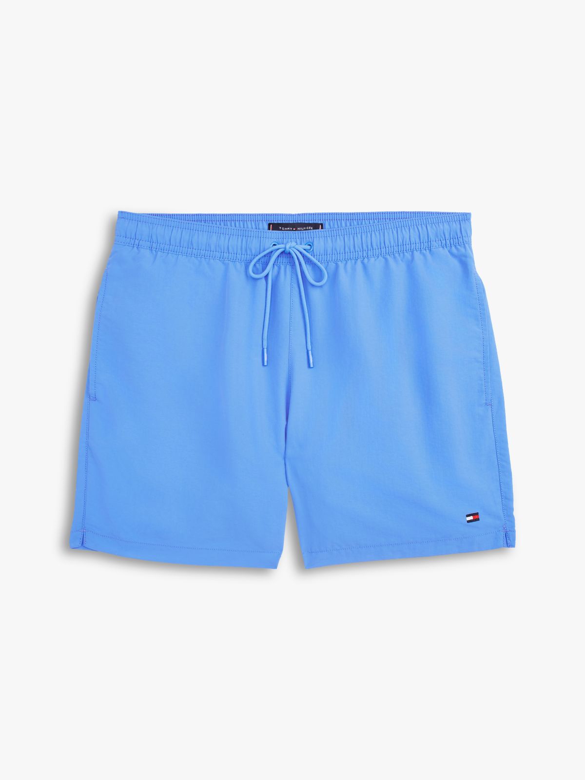 Flag Embroidery Mid Length Swim Shorts — Blue