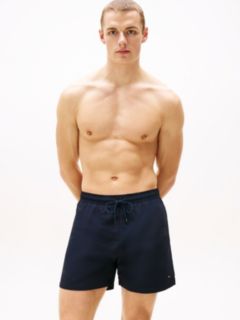 Flag Embroidery Mid Length Swim Shorts — Blue 1