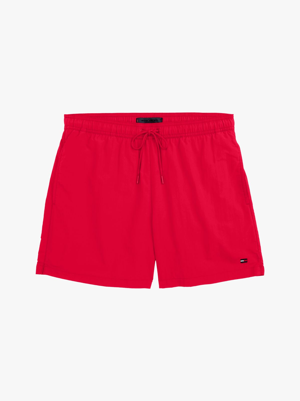 Flag Embroidery Mid Length Swim Shorts — Red