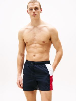 multi hilfiger flag slim mid length swim shorts for men tommy hilfiger