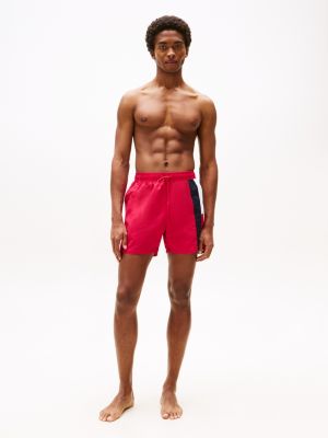 meerdere kleuren medium lange slim fit zwemshort met vlag voor heren - tommy hilfiger