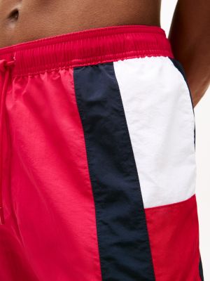 multi hilfiger flag slim mid length swim shorts for men tommy hilfiger