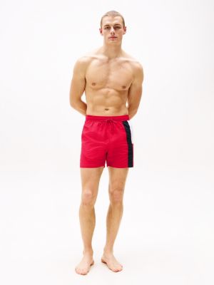 meerdere kleuren medium lange slim fit zwemshort met vlag voor heren - tommy hilfiger