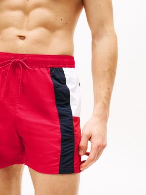 meerdere kleuren medium lange slim fit zwemshort met vlag voor heren - tommy hilfiger