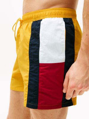 multi hilfiger flag slim mid length swim shorts for men tommy hilfiger