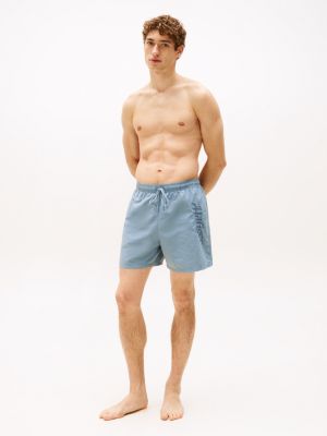 grau signature mittellange badeshorts mit logo für herren - tommy hilfiger