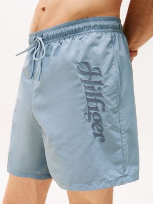 short de bain mi-long signature à logo gris pour hommes tommy hilfiger