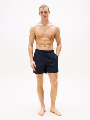 blue signature logo mid length swim shorts for men tommy hilfiger