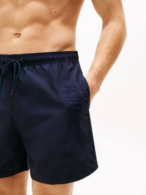 blue signature logo mid length swim shorts for men tommy hilfiger