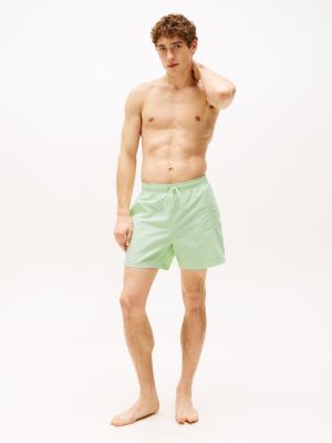 short de bain mi-long signature à logo vert pour hommes tommy hilfiger