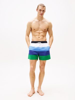 multi stripe mid length swim trunks for men tommy hilfiger