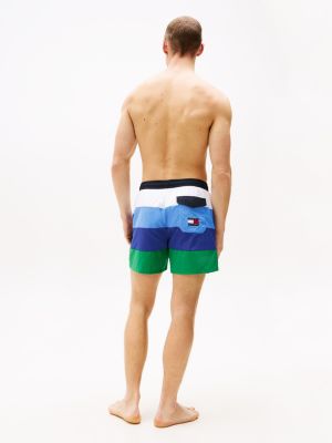 multi stripe mid length swim trunks for men tommy hilfiger