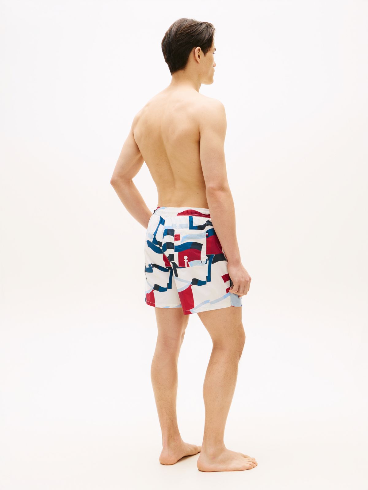 Essential Print Mid Length Swim Shorts — White
