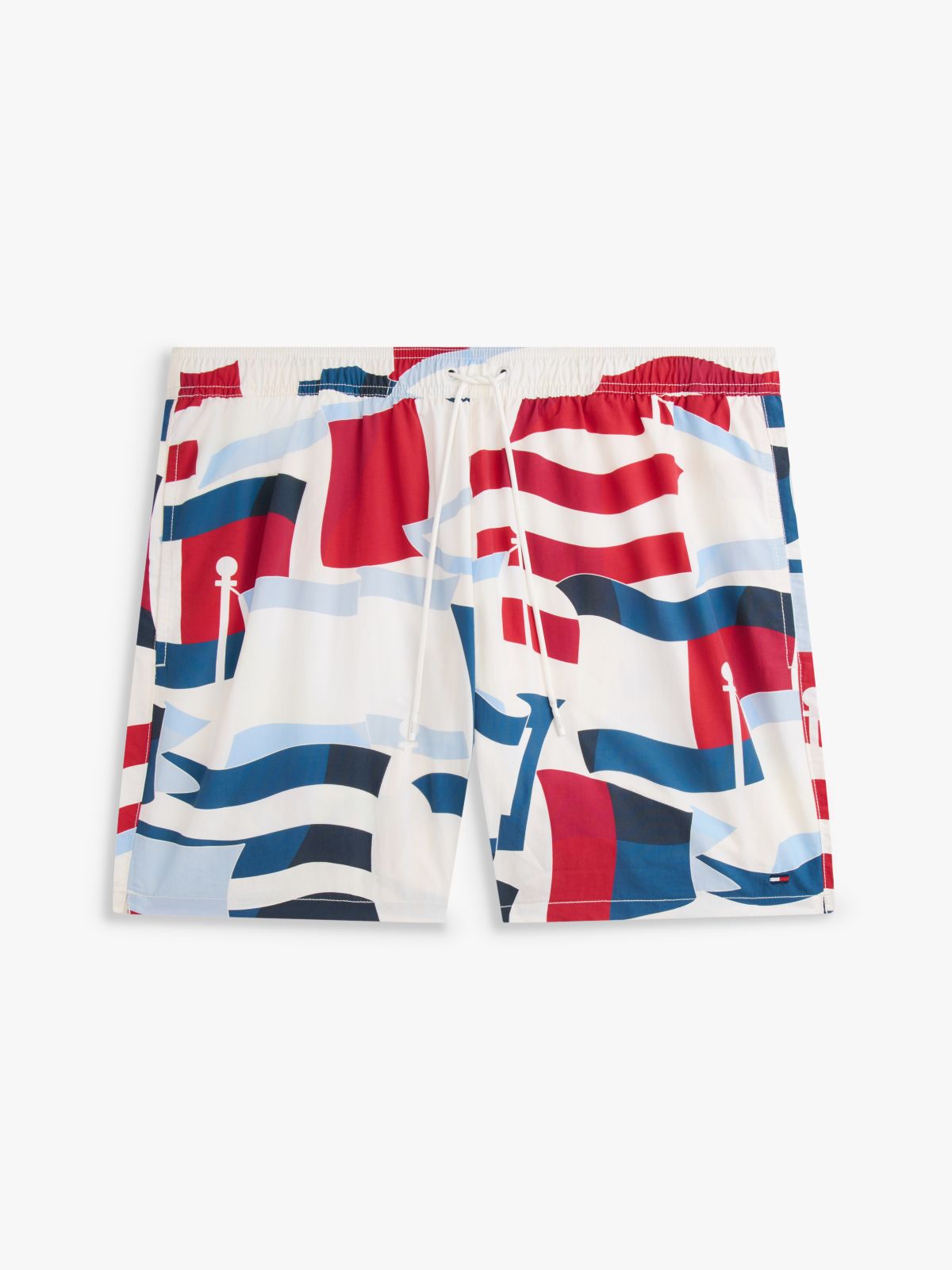 Essential Print Mid Length Swim Shorts — White